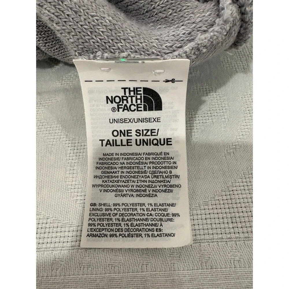 The North Face Big Box Beanie Gray Logo Patch Cuffed Knit Hat Unisex One Size